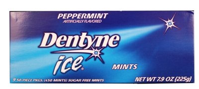 Dentyne Ice Mints Peppermint Sugar Free Mints Chewing Gum – 9 Pack 50 Pieces (450 Pieces Total) logo