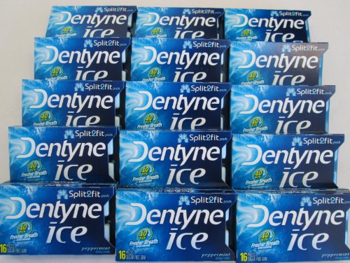 Dentyne Ice Peppermint Artificially Flavored Sugar Free Chewing Gum Split 2 Fit Pack 40 Min Fresher Breath After Chewing – 15 Packs Of 16 Pieces Packages (240 Sticks Total) logo