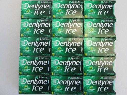 Dentyne Ice Spearmint Artificially Flavored Sugar Free Chewing Gum Split 2 Fit Pack 40 Min Fresher Breath After Chewing – 15 Packs Of 16 Pieces Packages (240 Sticks Total) logo
