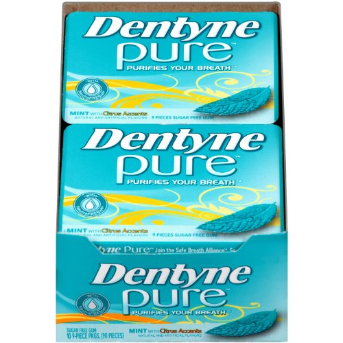 Dentyne Pure Gum, Mint With Citrus Accents, 9 Count (Pack of 10) logo