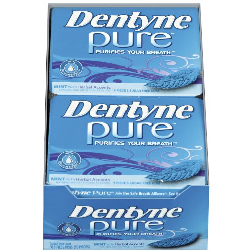 Dentyne Pure Gum, Mint With Herbal Accents, 9-piece Packages (Pack of 10) logo