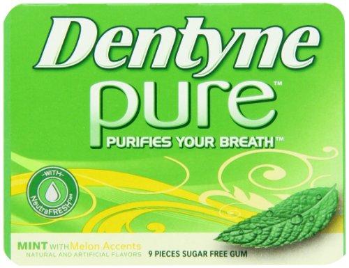 Dentyne Pure Gum, Mint With Melon Accents, Sugar Free, 9-piece Packages (Pack of 10) logo