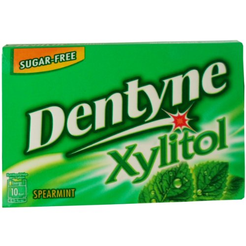 Dentyne Xylitol Spearmint Flavored Chewing Gum Sugar Free Net Wt 12.6g (9 Pieces) X 10 Boxes logo