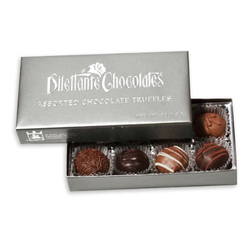 Dilettante Deluxe Truffles, 4 ounce Silver Gift Boxes (Pack of 2) logo