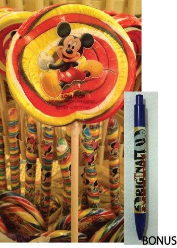 Disney Parks Mickey Mouse Red & Yellow Swirl Lollipop (4oz) – Disney Parks Exclusive & Limited Availability + Bonus Mickey Surf Pen logo