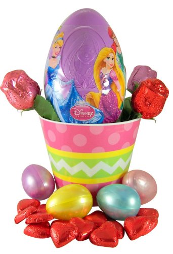 Disney Princess Toy & Candy Filled Plastic Egg Easter Basket In Pastel Bucket logo