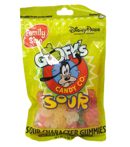 Disney World Parks Goofy Candy Co. Assorted Flavor Sour Character Gummies Family Size 6 Oz. Bag Sealed – New logo