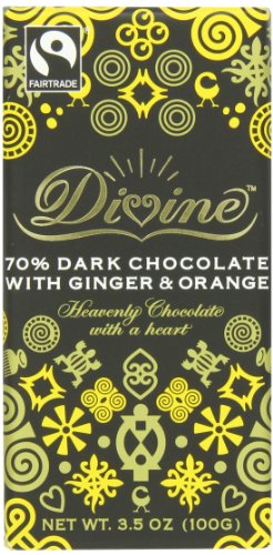 Divine Chocolate 70% Dark Chocolate With Ginger and Orange Bar, 3.5 Ounce (Pack of 10) logo