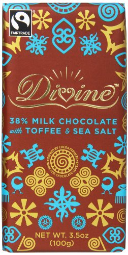 Divine Chocolate Bar, 38% Milk Chocolate With Toffee and Sea Salt, 3.5 Ounce (Pack of 10) logo