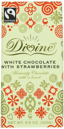 Divine Chocolate Bar, White Chocolate With Strawberries, 3.5 Ounce (Pack of 10) logo