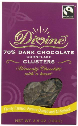 Divine Chocolate Cornflake Clusters, 70% Dark Chocolate, 3.5 Ounce (Pack of 10) logo