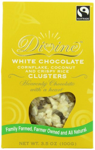 Divine Chocolate Cornflake Clusters, White Chocolate/coconut/crispy Rice, 3.5 Ounce (Pack of 10) logo