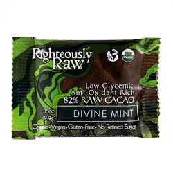 Divine Mint Bite Size Chocolate Bar .35oz Bar By Righteously Raw logo