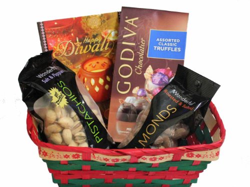 Diwali Gift Hamper – Godiva Assorted Chocolates, Almonds and Pistachios In A Beautiful Basket logo