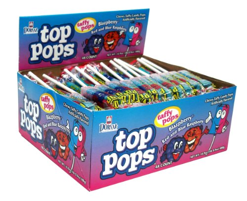 Dorval Top Pops Blazpberry (red and Blue Raspberry), 48-count (Pack of 6) logo