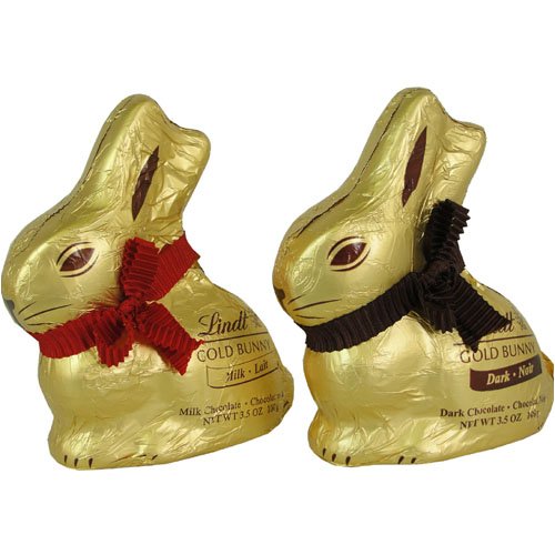 Duo Of Lindt Gold Bunny Dark and Milk Chocolate Easter Rabbit logo