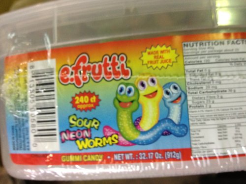 E.Frutti Sour Neon Worms 240ct Approx Tub logo