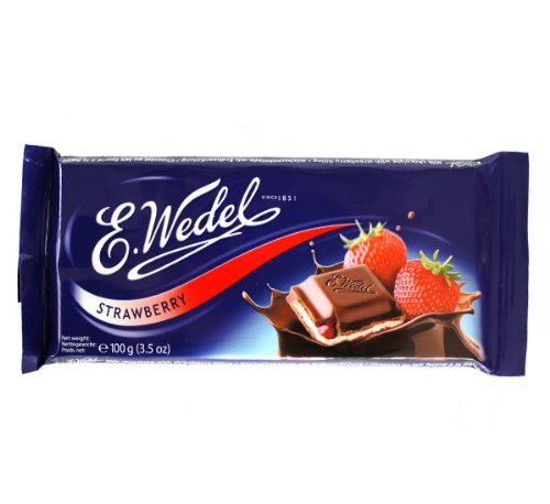E. Wedel Strawberry Filled Milk Chocolate (100g/3.5oz) logo