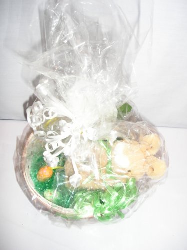 Easter Rabbit Basket Decoration With Green Bow logo