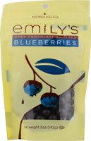 Emily’s Dark Chocolate Covered Blueberries — 5 Oz logo