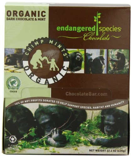 Endangered Species Chimp Mints, Organic Dark Chocolate & Mint, 0.35 ounce Packages (Pack of 64) logo