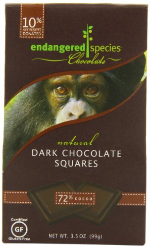 Endangered Species Chimp, Natural Dark Chocolate (72%), 10-count Individually Wrapped Pieces (Pack of 6) logo