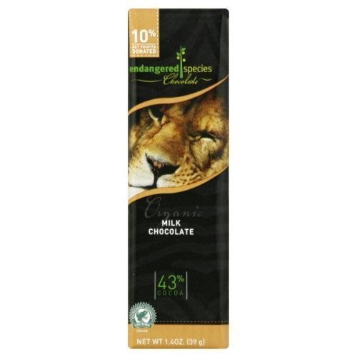 Endangered Species, Choc Bar Mlk Lion Org, 1.4 Oz (Pack of 16) logo