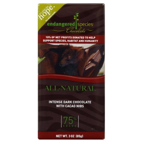 Endangered Species Chocolate Bar Intense Dark Bat, 3-ounces (Pack of 6) logo