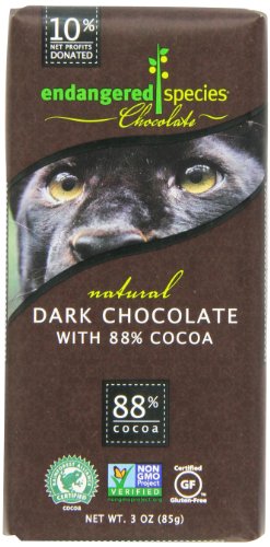 Endangered Species, Dark Chocolate (88%), 3 ounce Bars (Pack of 12) logo