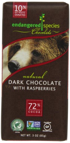 Endangered Species Grizzly, Dark Chocolate (72%) With Raspberries, 3 ounce Bars (Pack of 12) logo