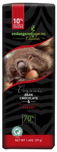 Endangered Species Koala, Organic Dark (70%) Chocolate Cherry Essence, 1.4 ounce Bars (Pack of 16) logo