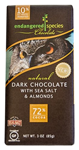 Endangered Species Natural Dark Chocolate With Sea Salt and Almonds Bar, 3 Ounce (Pack of 12) logo