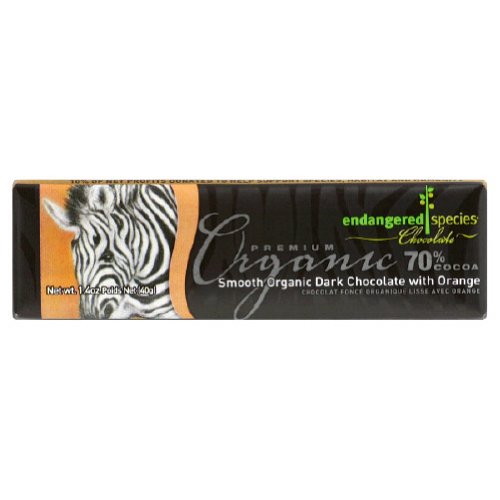 Endangered Species Organic Dark Choc Bar Orange Zebra ( 16×1.4 Oz) logo