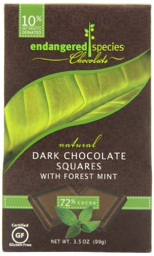 Endangered Species Rainforest, Dark Chocolate (72%) With Deep Forest Mint, 10-count Individually Wrapped Pieces (Pack of 6) logo