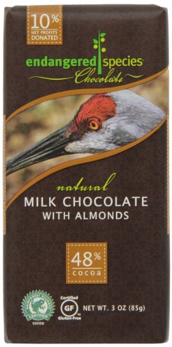 Endangered Species Sandhill Crane, Milk Chocolate (48%) With Almonds, 3 ounce Bars (Pack of 12) logo