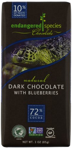 Endangered Species Sea Turtle, Dark Chocolate (72%) With Blueberries, 3 ounce Bars (Pack of 12) logo