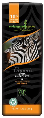 Endangered Species Zebra, Organic Dark (70%) Chocolate Tangerine Essence, 1.4 ounce Bars (Pack of 16) logo