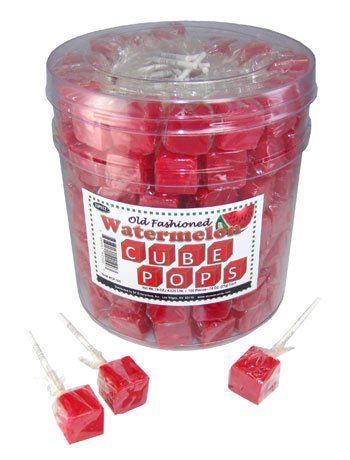 Espeez Old Fashioned Watermelon Cube Lollipops 100 Count Tub logo