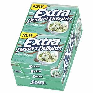 Extra Dessert Delights Mint Chocolate Chip Gum (sugar-free) – 10 Packs Of Fifteen Sticks (150 Sticks Total) logo