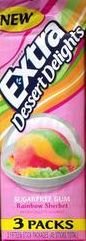 Extra, Dessert Delights, Rainbow Sherbert, 3 Pack Gum (Pack of 4) logo