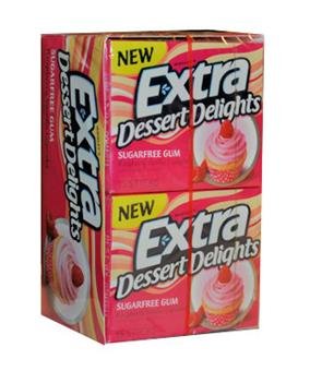 Extra Dessert Delights Raspberry Vanilla Cupcake Chewing Gum (sugar-free) – 10 Packs Of 15 Sticks (150 Sticks Total) logo