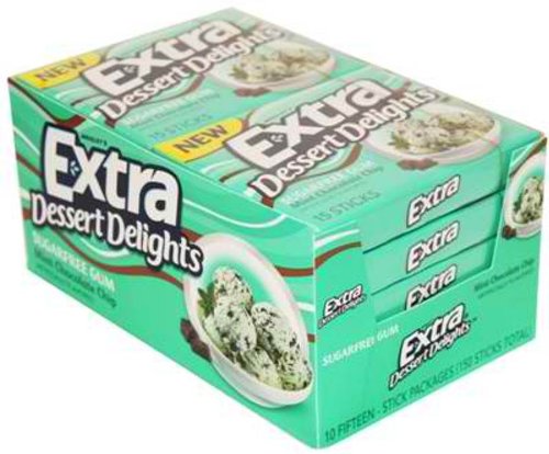 Extra Dessert Delights Sugar Free Gum Mint Chocolate Chip 10/15 Sticks logo