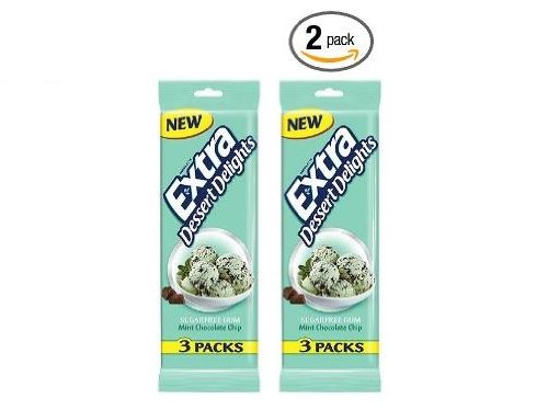 Extra Dessert Delights Sugar Free Mint Chocolate Chip Chewing Gum (two 3 Packs) logo