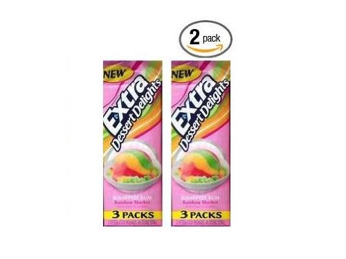 Extra Dessert Delights Sugar Free Rainbow Sherbert Chewing Gum (two 3 Packs) logo