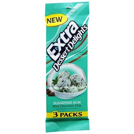 Extra Dessert Delights Sugarfree Gum, Mint Chocolate Chip, Three 15-stick Packages Per Pack (Pack of 6) Total 270 Sticks logo