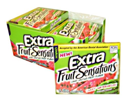 Extra Fruit Sensations Sweet Watermelon Artificial Flavors Sugar Free Chewing Gum- 10×15 Sticks (150 Sticks Total) logo