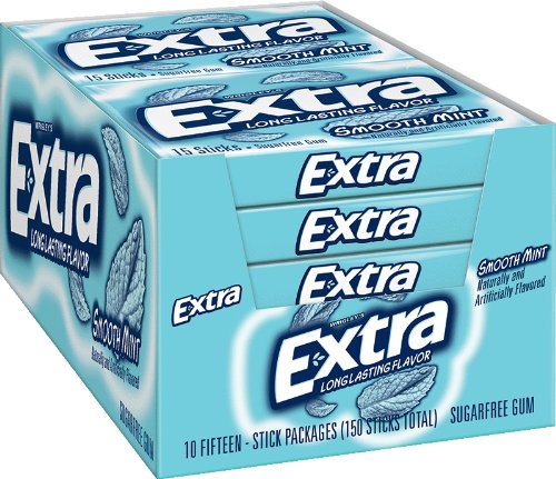 Extra Sugar Free Gum, Smooth Mint Slim Pack, 15 Sticks (Pack of 10) logo