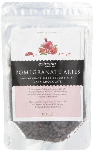 Extreme Health Usa Extreme Health’s Pomegranate Arils (seeds), Dark Chocolate, 5 ounce Pouch logo