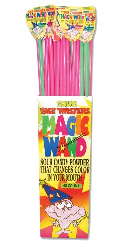 Face Twisters Magic Wand Sour Powder Assorted, Strawberry and Green Apple, 2.43 Ounce (Pack of 48) logo