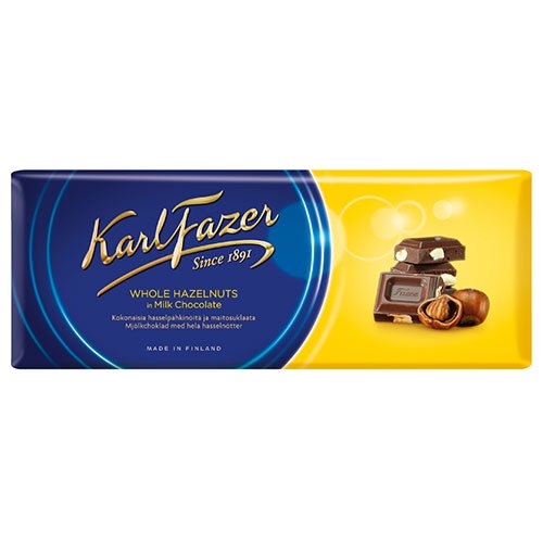 Fazer Blue Milk Chocolate With Whole Hazelnuts 200g Chocolate Bar logo